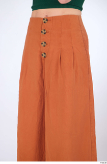 Zolzaya casual dressed orange wide leg trousers thigh 0002.jpg